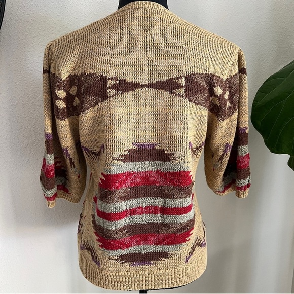 Ralph Lauren Women’s Hand Knit Southwest Silk Linen V-Neck Sweater Jumper Large - Picture 11 of 16